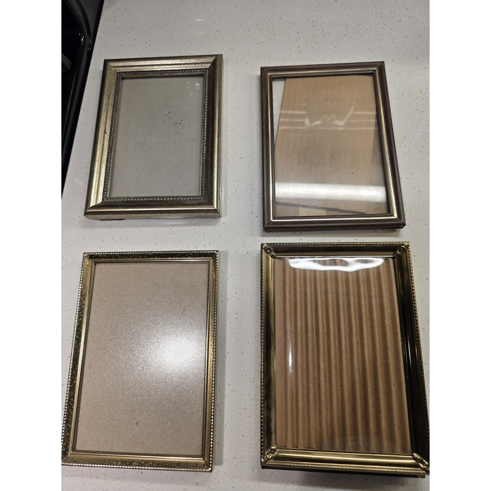 Lot Of 4 Vintage Gold Brass Mid Century Picture Photo Frames